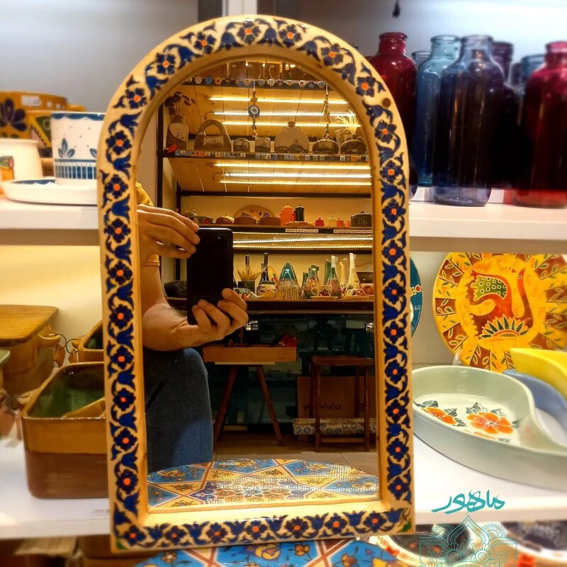 آینه چوبی نقاشی شده با دست