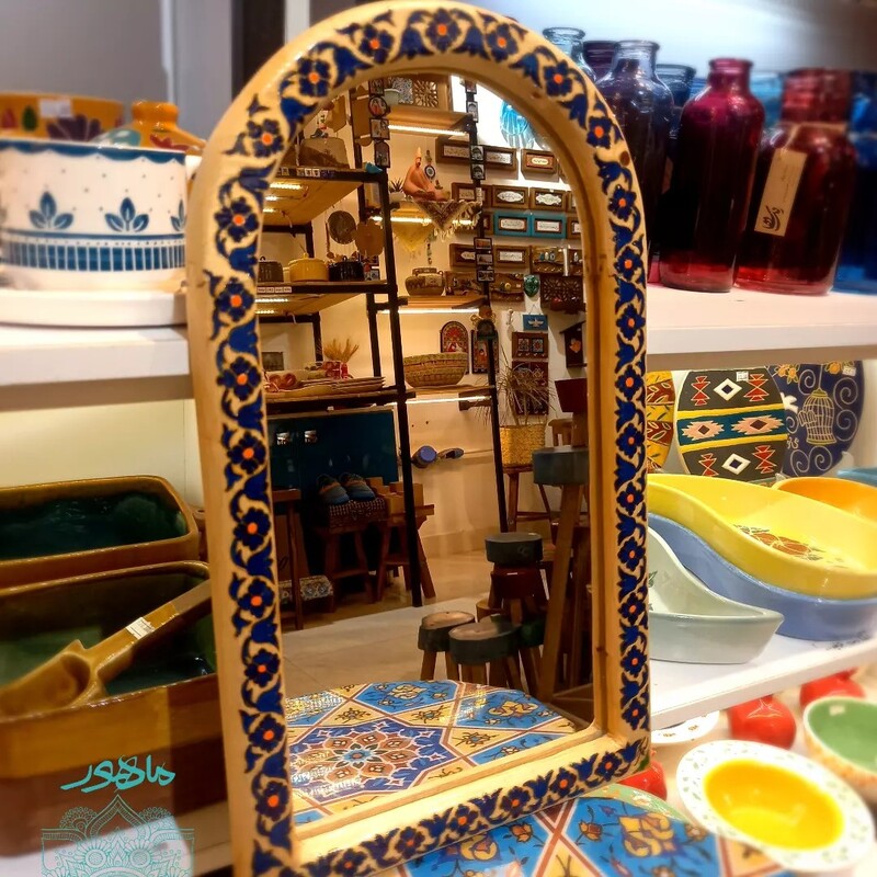 آینه چوبی نقاشی شده با دست