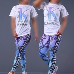 ست تیشرت لگ ورزشی زنانه جنس غواصی دیجی و تیشرت چاپی با طرح و رنگ بسیار جذاب 