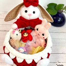 باکس نظم دهنده اکسسوری و سیسمونی نوزاد مدل خرگوش نانان قرمز (تریکو)