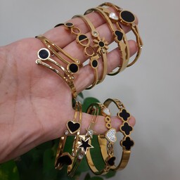 انواع دستبند النگویی استیل،رنگ طلایی و طلایی-مشکی 