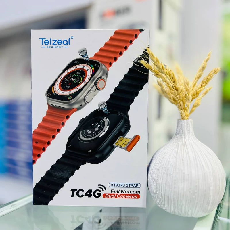 ساعت هوشمند Telzeal مدل TC4G سیم کارت خور ریجستری 64 گیگ حافظه داخلی 4 گیگ رم 2 دوربین و 3 بند
