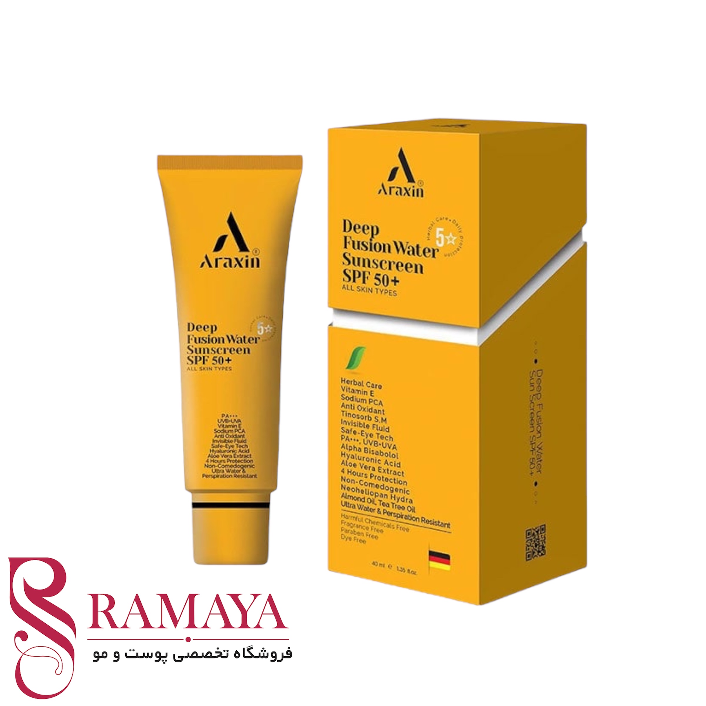 ضد آفتاب تخصصی فیوژن واتر spf50 آراکسین