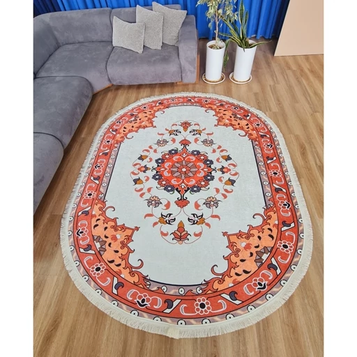 فرش چاپی بیضی هازان ترک کد B104 (پس کرایه)