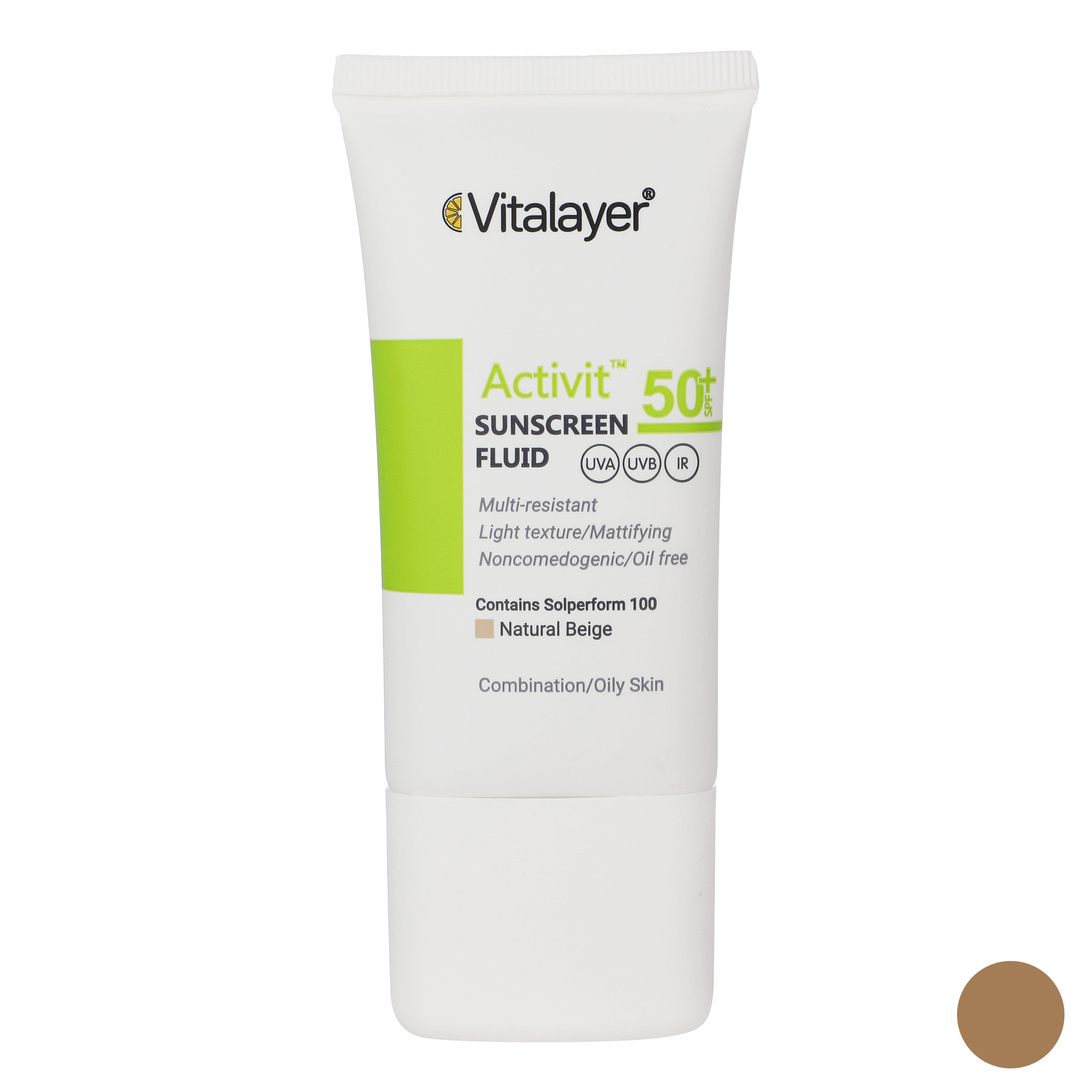 کرم ضد آفتاب رنگی ویتالیر SPF 50 مدل Activit مناسب پوستهای چرب حجم 50 میلیلیتر اورجینال
