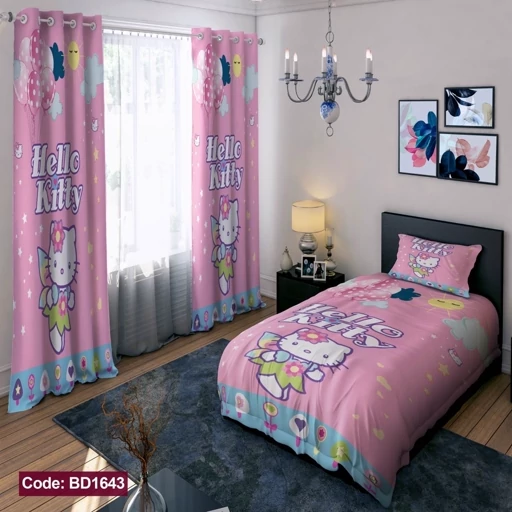 ست کامل ژورنالی رو تختی چاپی دخترانه کیتی کد bd1643 (پس کرایه)
