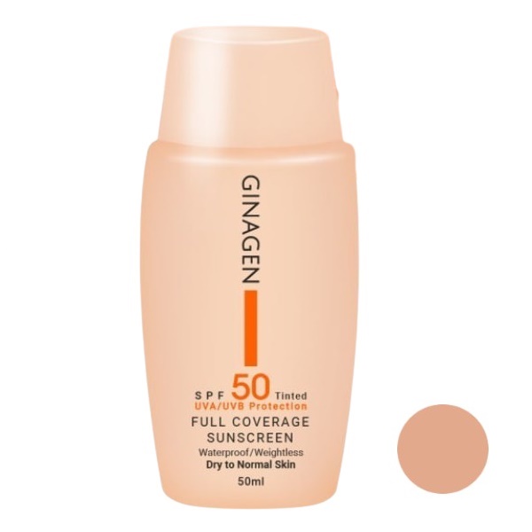 کرم ضد آفتاب پوست معمولی و خشک ژیناژن SPF50 رنگی 02 حجم 50 میلی لیتر | Ginagen Sunscreen Cream for Normal to Dry Skin SP