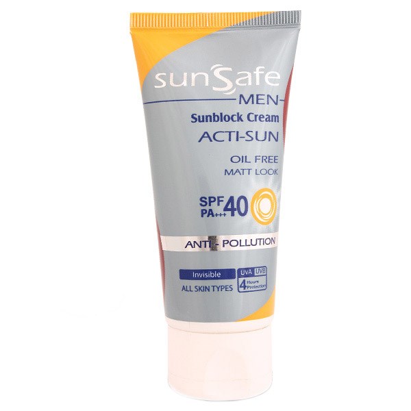 کرم ضد آفتاب spf40 فاقد چربی آقایان سان سیف مناسب برای انواع پوست حجم 50 میلی لیتر