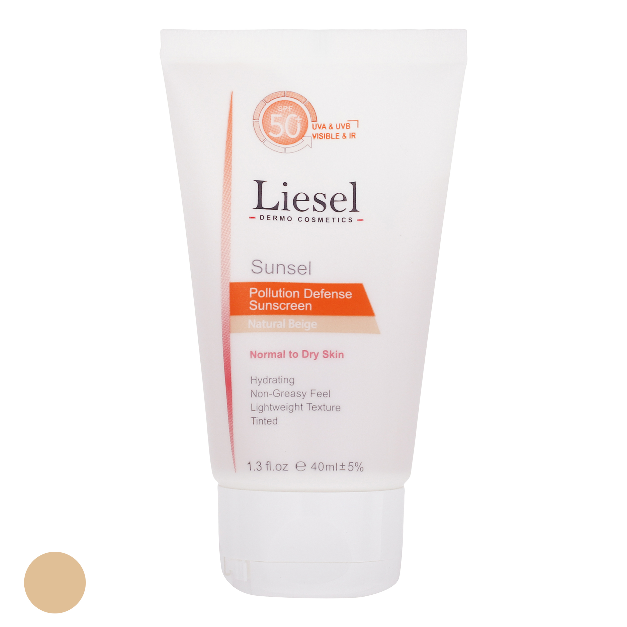 کرم ضد آفتاب SPF50 رنگی لایسل مناسب پوست نرمال تا خشک حجم 40 میلیلیتر