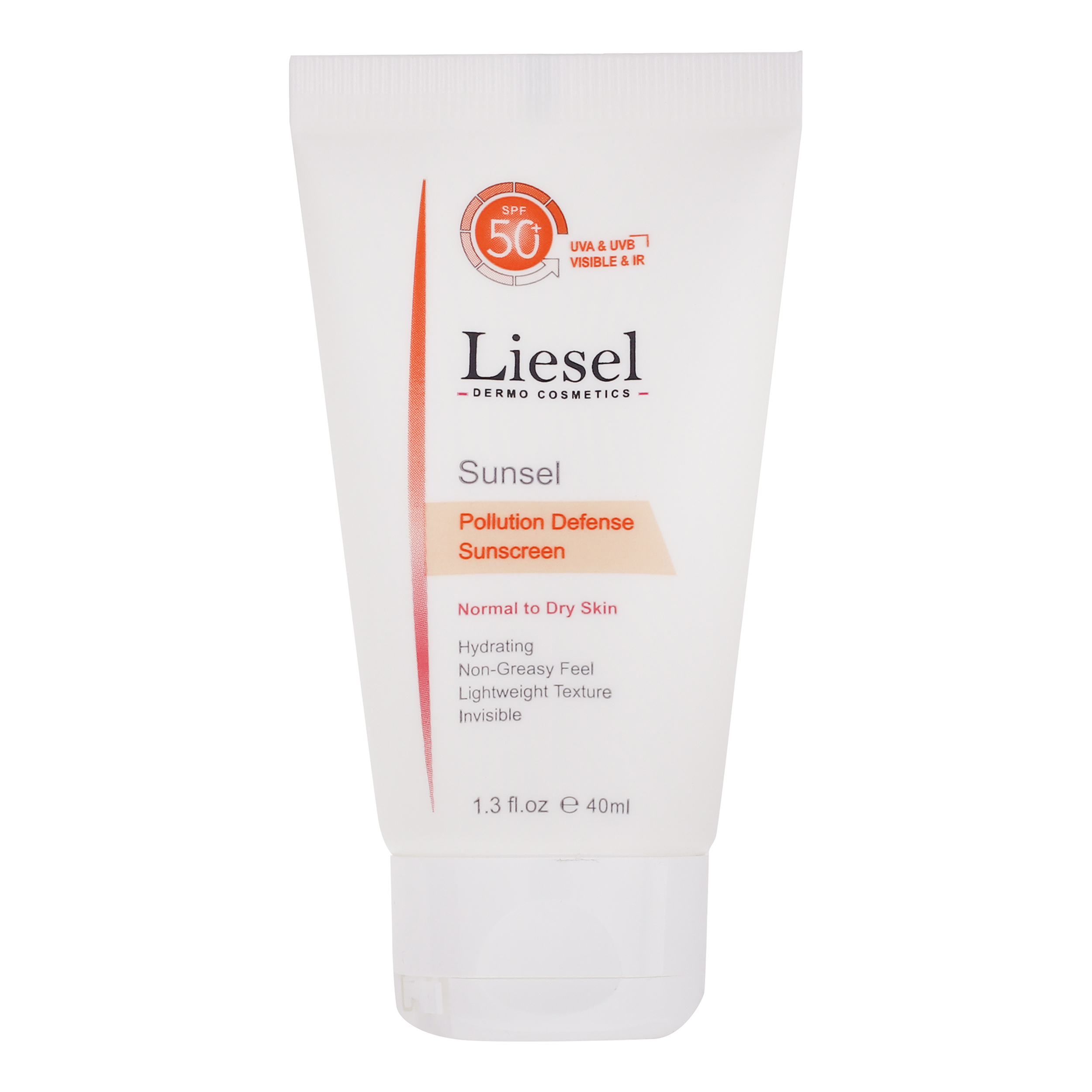 کرم ضد آفتاب SPF 50 بدون رنگ لایسل مناسب پوست های خشک و معمولی حجم 40 میلیلیتر