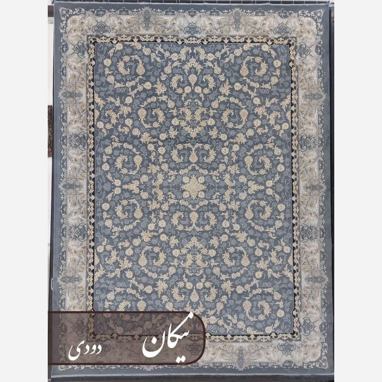 فرش کاشان 700شانه تراکم 2550 آکریلیک طرح نیکان دودی 12متری