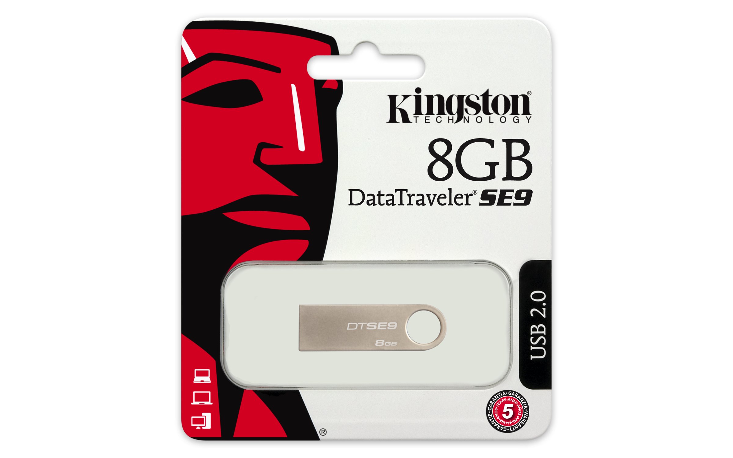 فلش کینگستون USB2.0 ظرفیت 8 گیگابایت مدل DataTraveler SE9