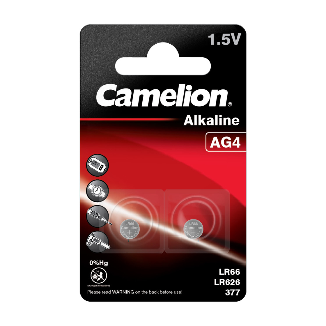 باتری سکه ای آلکالاین کملیون AG4 - LR66 - LR626 - پک 2 عددی