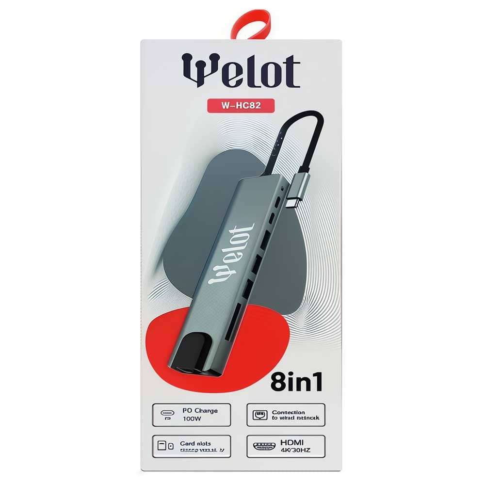 هاب 8 کاره WELOT W-HC82 TYPE-C 100W
