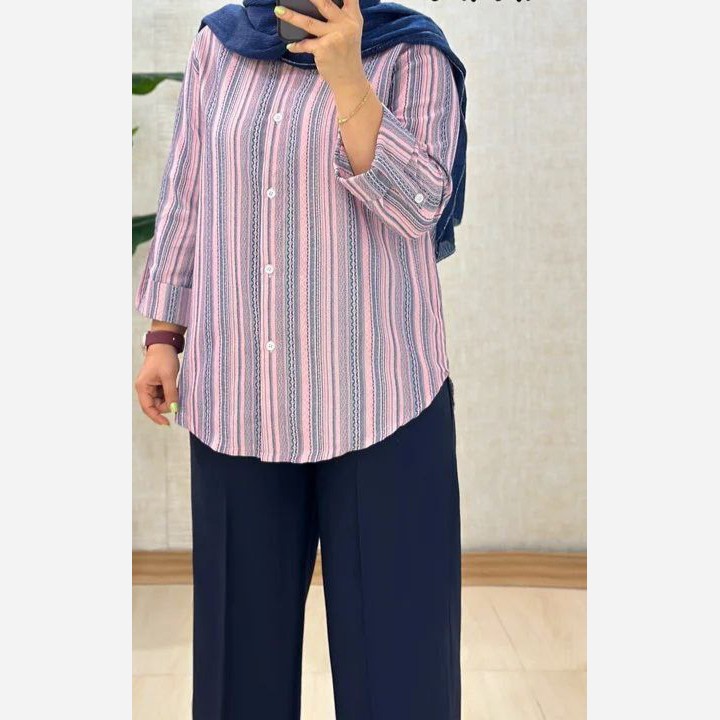 شومیز مانتویی اسپرت پیروان لنین نچرال ترک گرم بالا طرح دار قد 75 سایز 36تا48