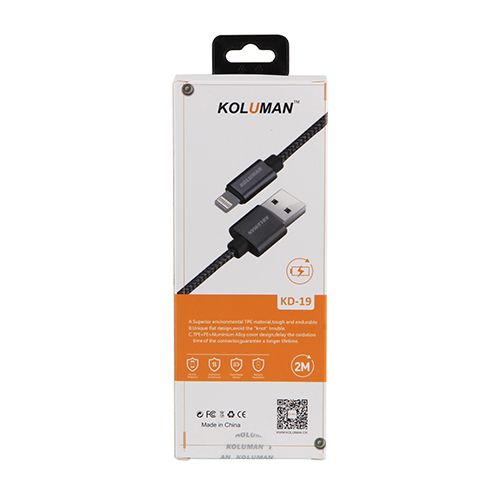 کابل تبدیل USB به لایتنینگ کلومن مدل DK - 19 طول 2 متر خاکستری