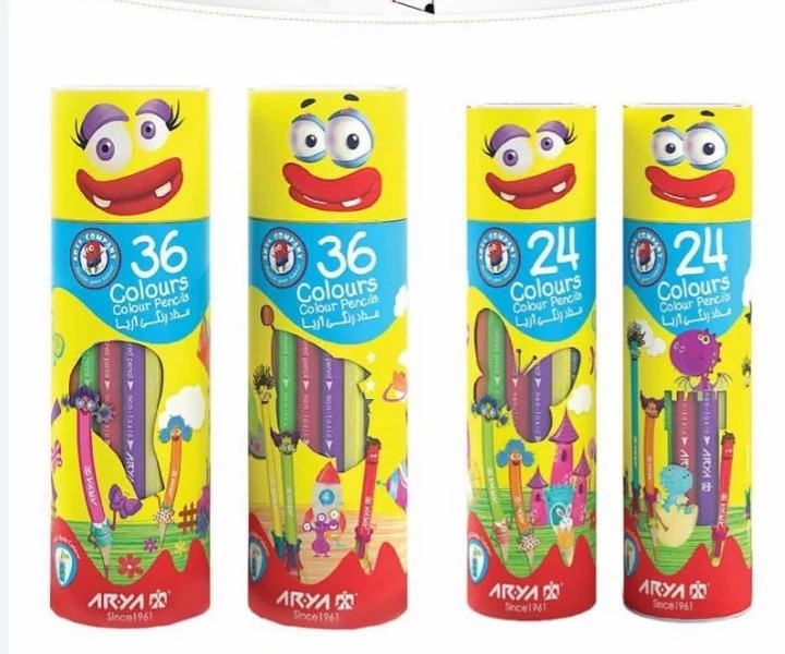 مداد رنگی 24 رنگ جعبه استوانه ای آریا 1307