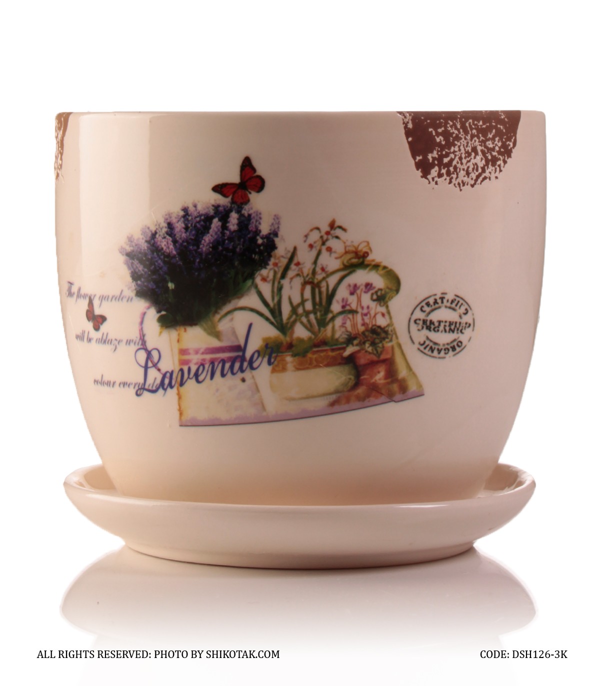 گلدان گل طبیعی سرامیکی طرح Lovely Lavender