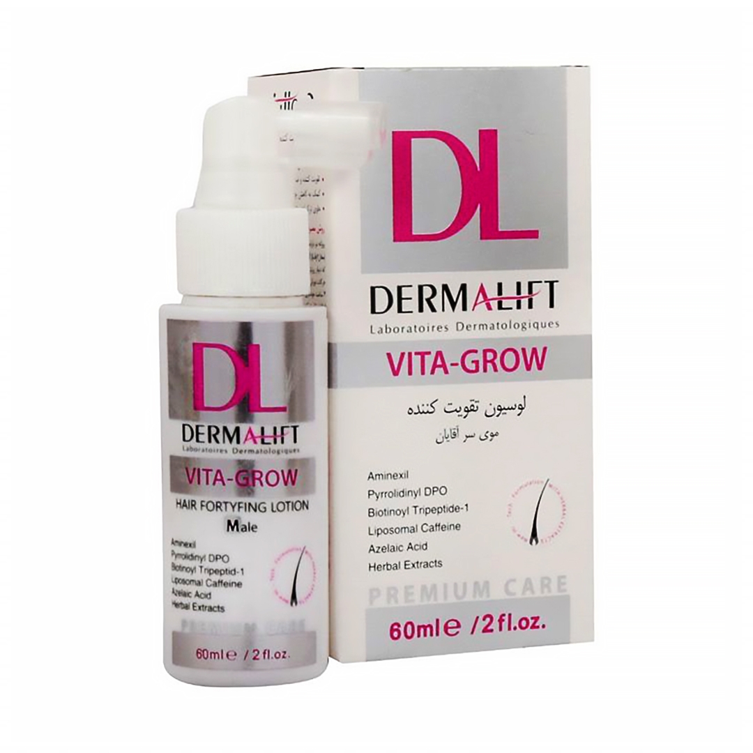 لوسیون تقویت کننده مو سر آقایان درمالیفت مدل Vita Grow حجم 60 میلی لیتر