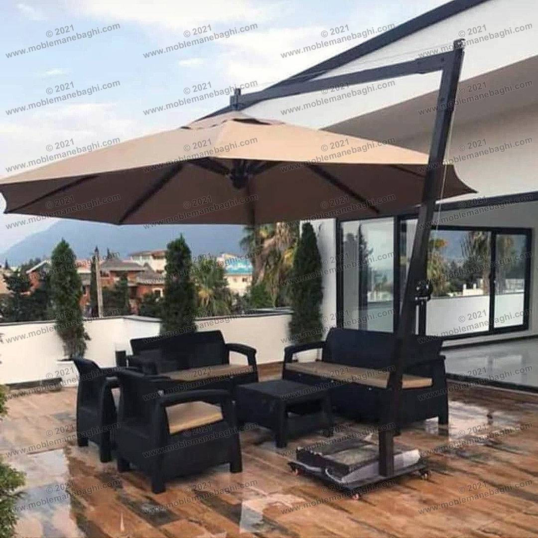 ست مبل حصیری مبلمان باغی (7نفره)