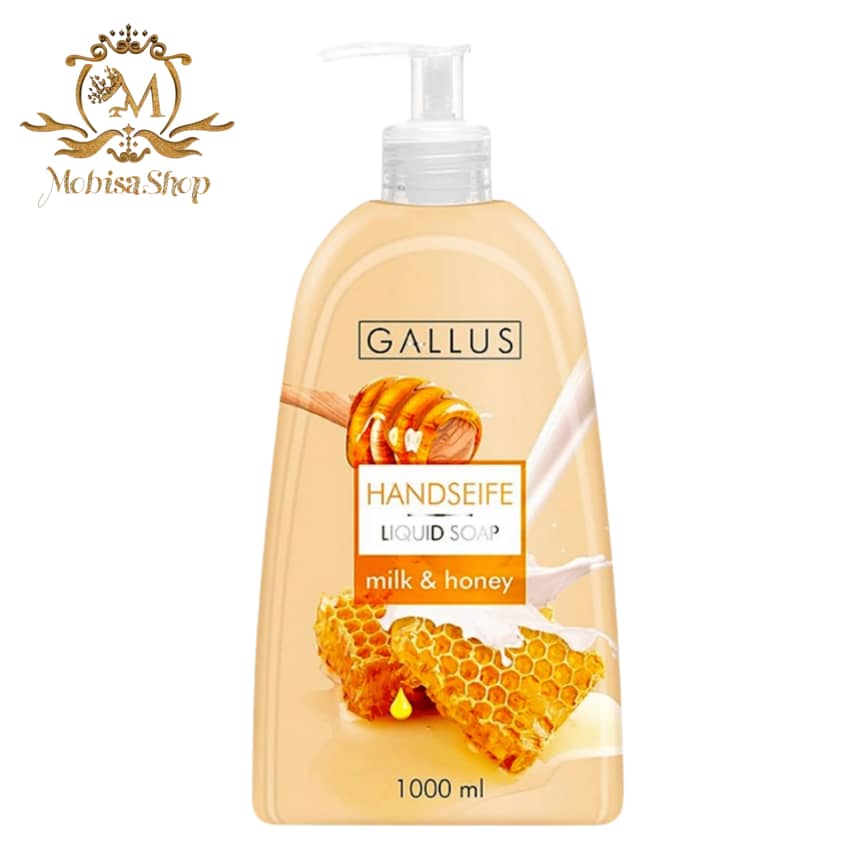 صابون مایع گالوس Gallus مدل honey & milk با رایحه شیر و عسل حجم 1 لیتری