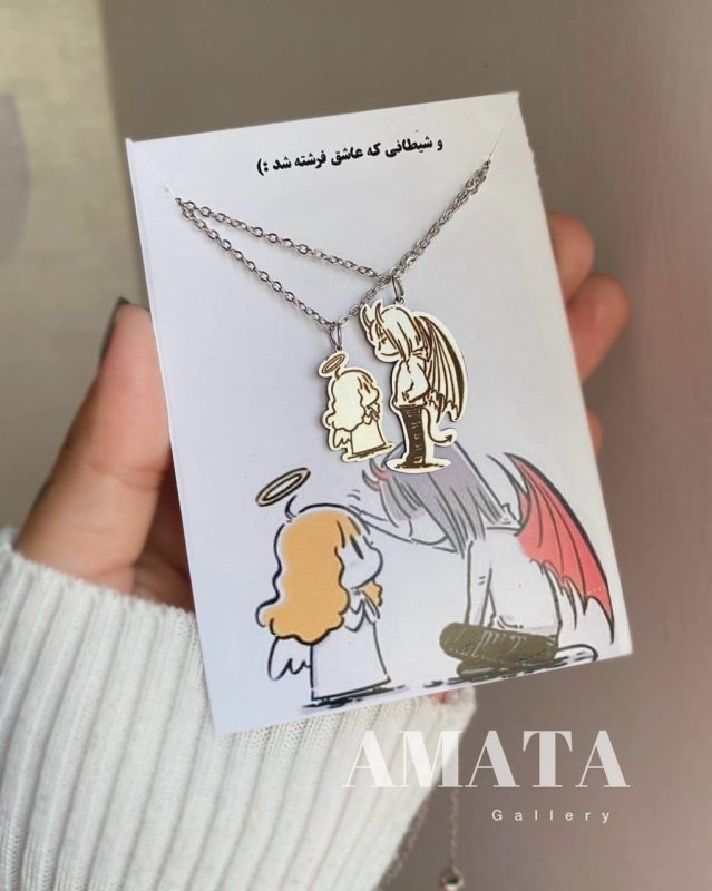 گردنبند ست استیل فرشته و شیطان