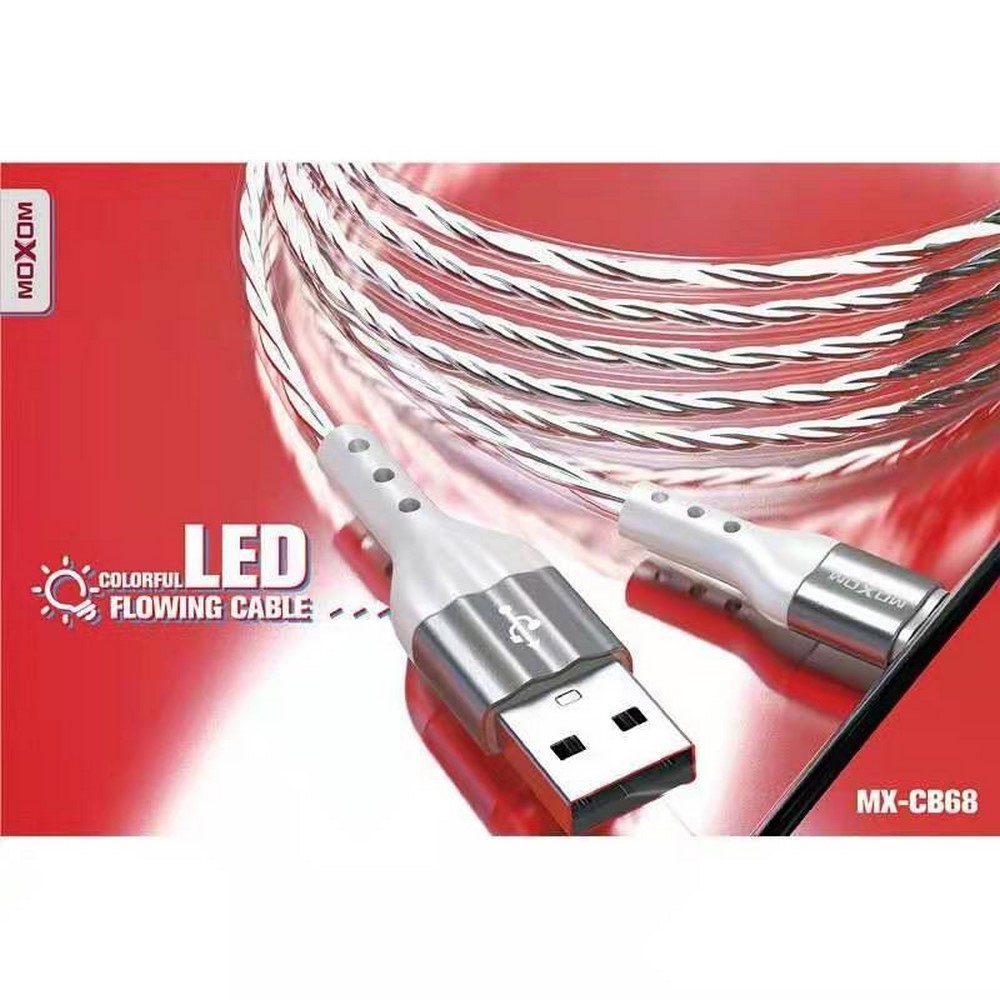 کابل درخشان USB به USB-C موکسوم مدل MX-CB68 LED با طول 1 متر
