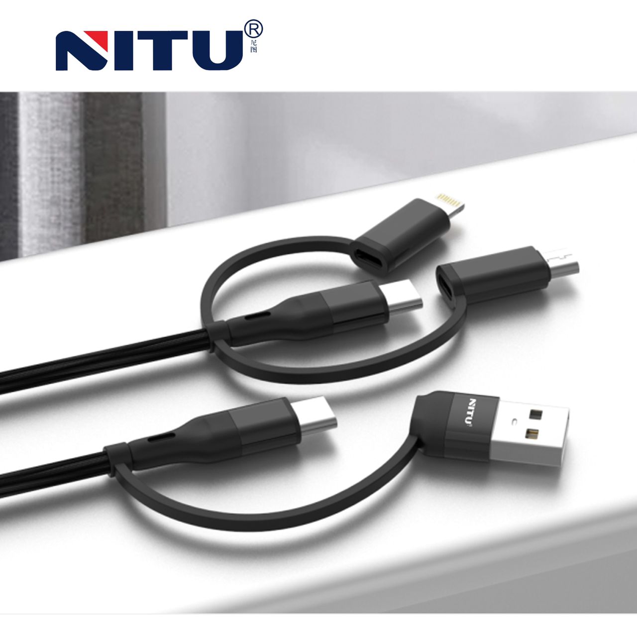 کابل 5 سر 5in1 سوپر فست شارژ نیتو NITU NC601 طول 1.2 متر 60 وات