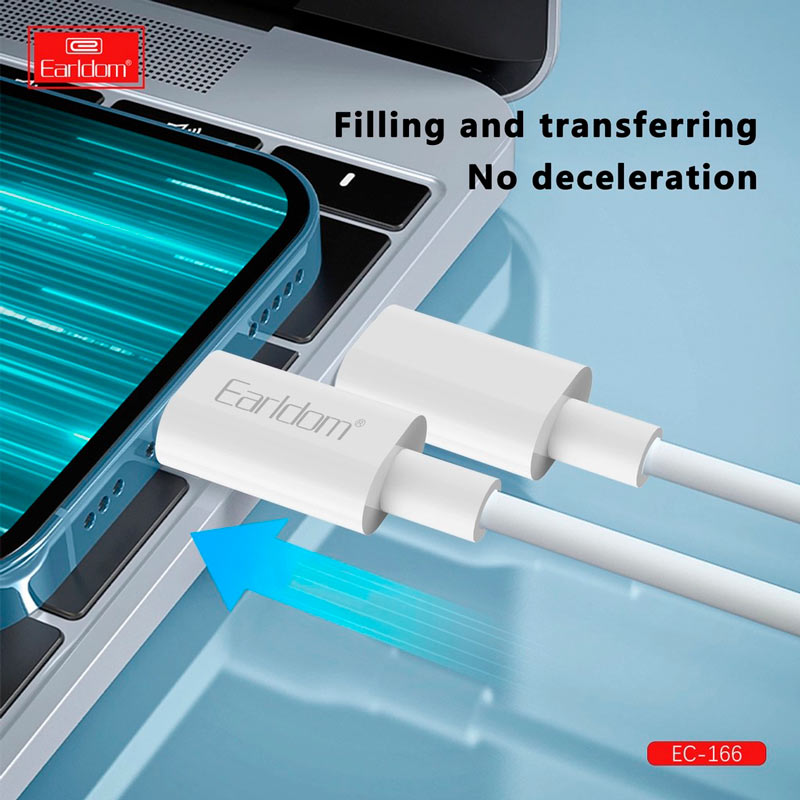 کابل دو سر تایپ سی 60 وات USB-C ارلدام مدل EC-166c PD60W طول 1 متر