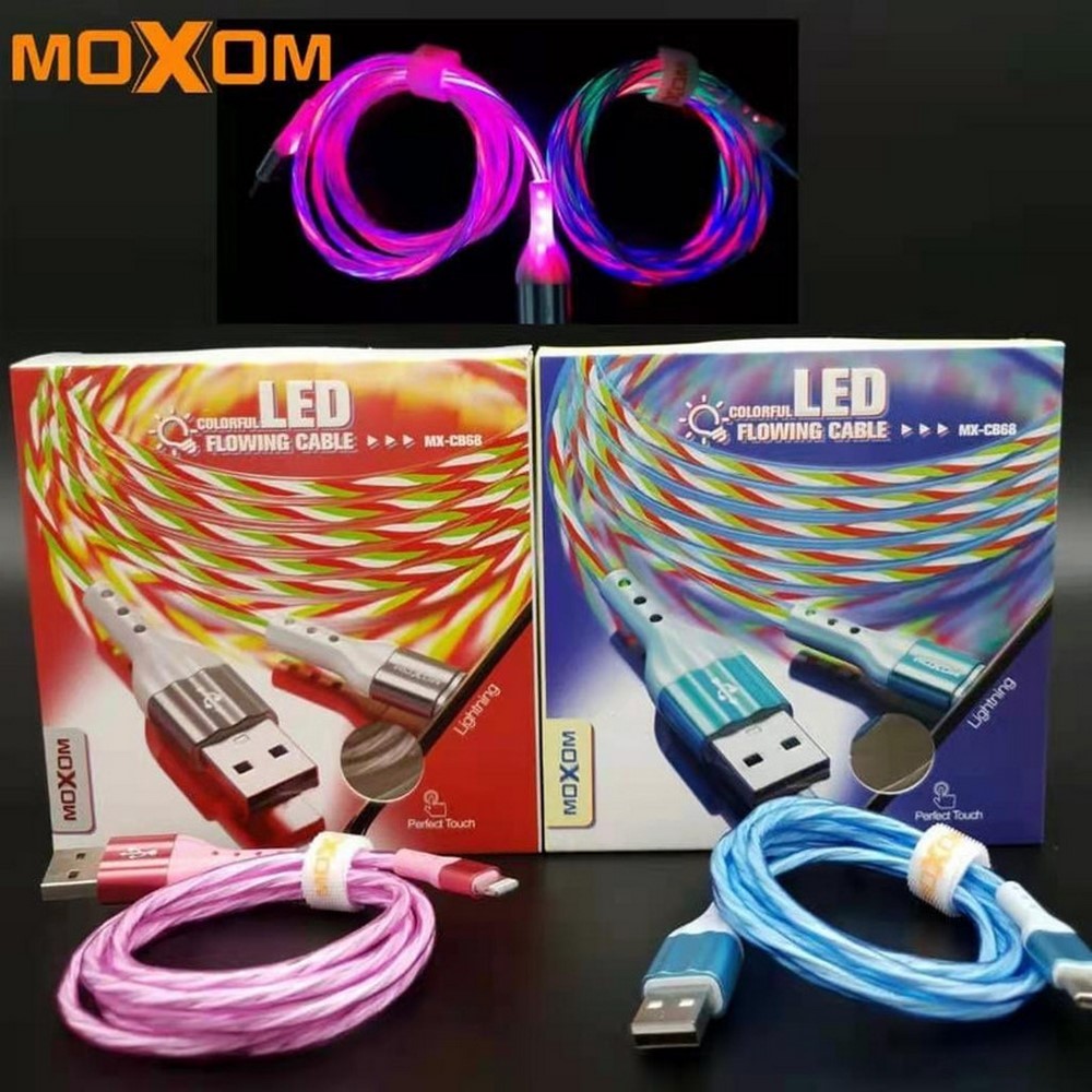 کابل درخشان USB به USB-C موکسوم مدل MX-CB68 LED با طول 1 متر