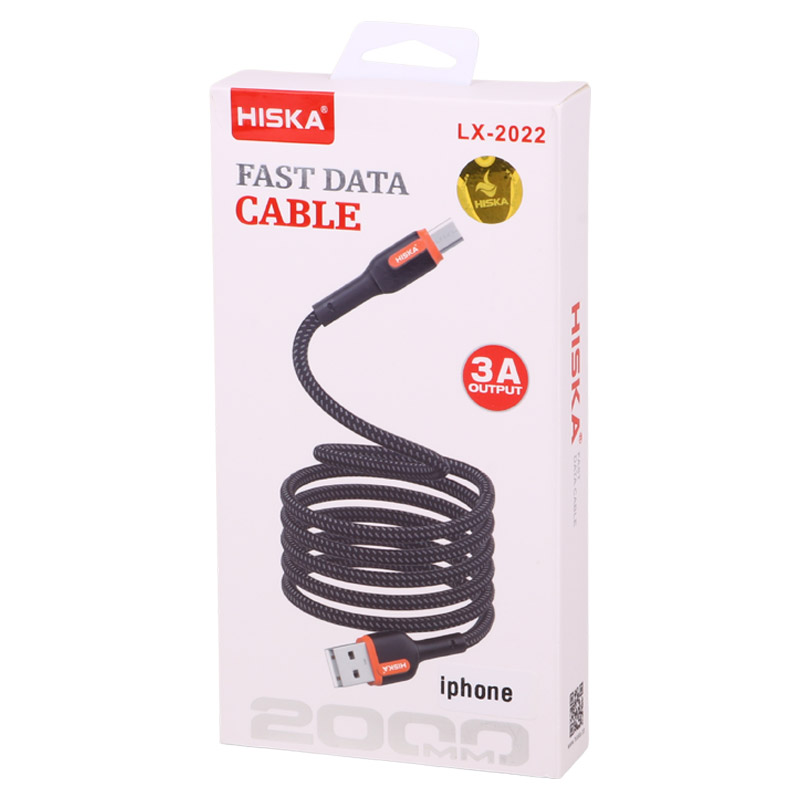 کابل لایتنینگ فست شارژ هیسکا Hiska LX-2022 3A 2m
