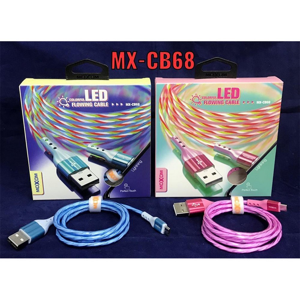 کابل درخشان USB به USB-C موکسوم مدل MX-CB68 LED با طول 1 متر