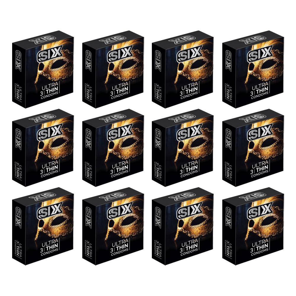خرید کاندوم فوق نازک 3تایی سیکس مدل UltraThin بسته 12عددی