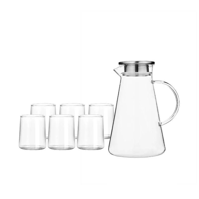پارچ و لیوان پیرکس درب استیل برند Deli
