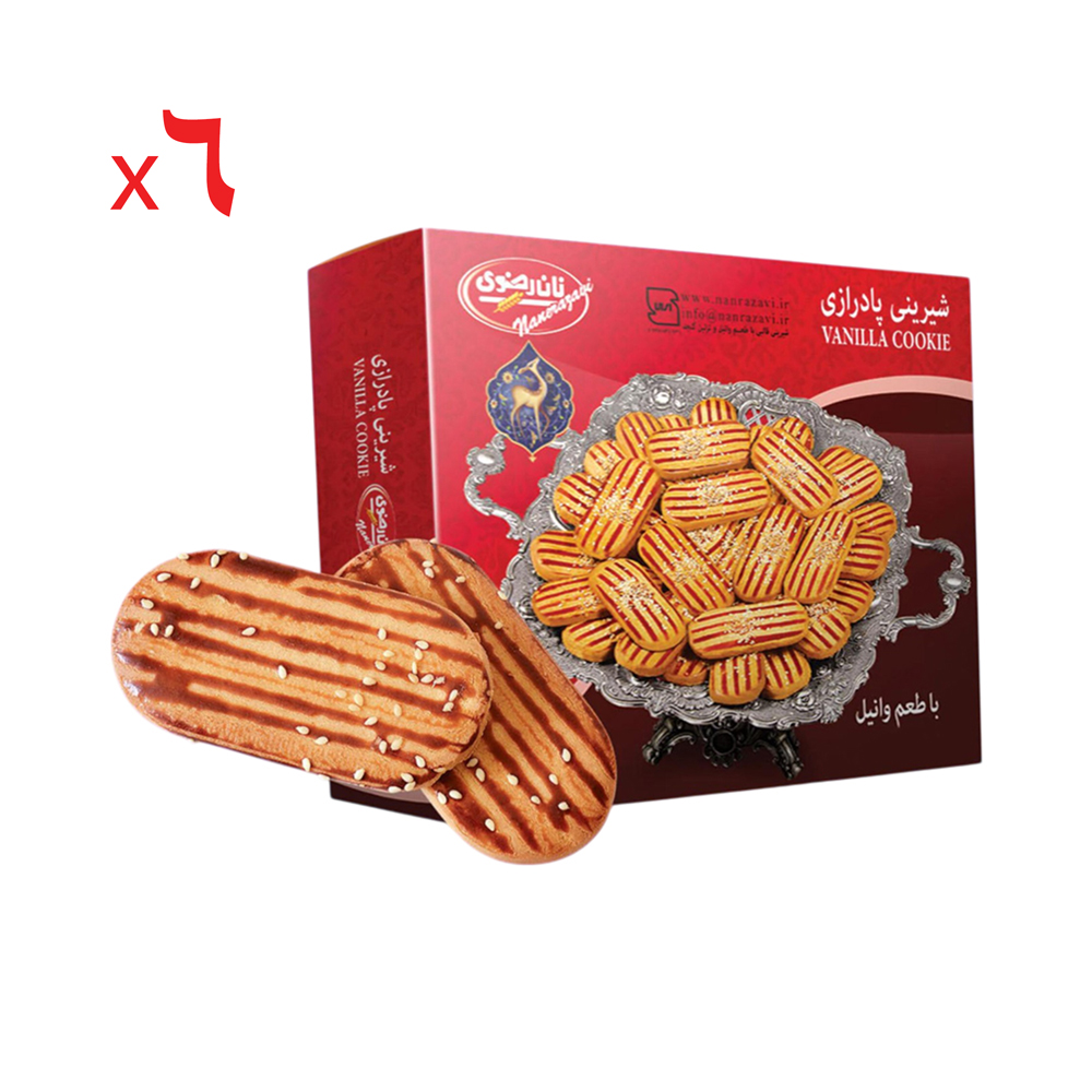 شیرینی پادرازی وانیلی نان رضوی 700 گرم - کارتن 6 عددی