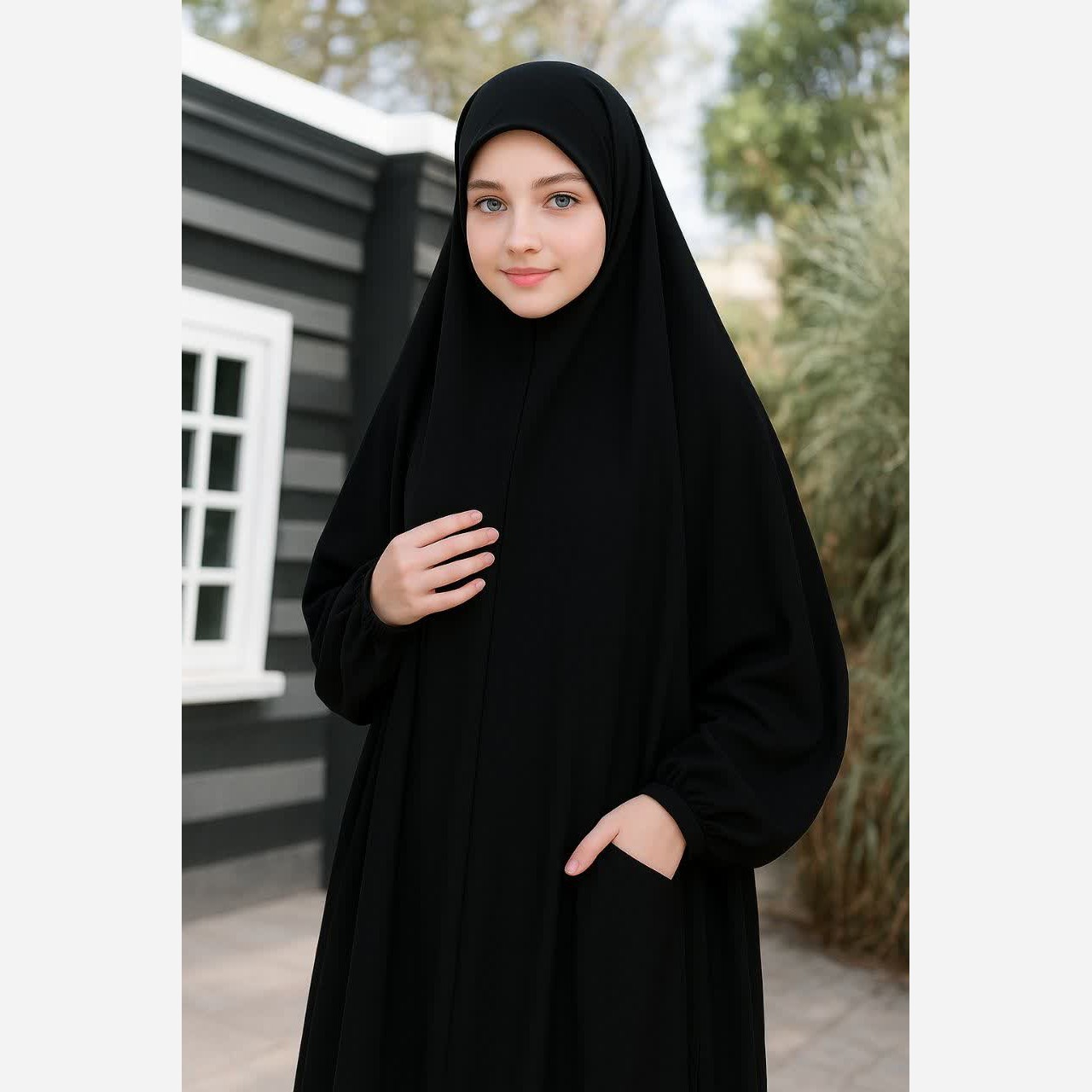 چادر شریفه روز مره جیب دار آستین کش دار