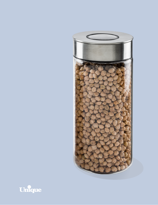 بانکه شیشه ای درب استیل 20 سانت یونیک کد UN-1702
