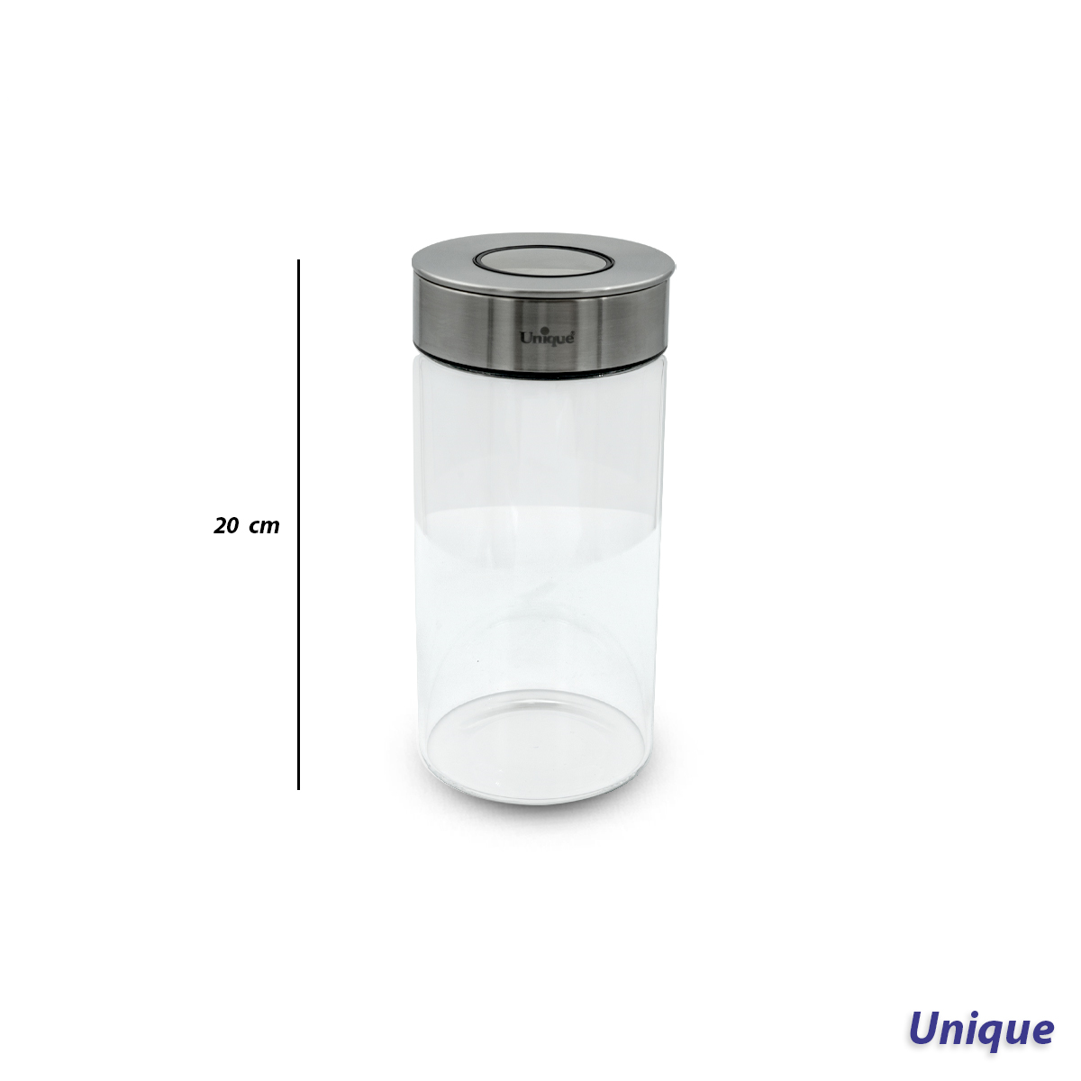 بانکه شیشه ای درب استیل 20 سانت یونیک کد UN-1702
