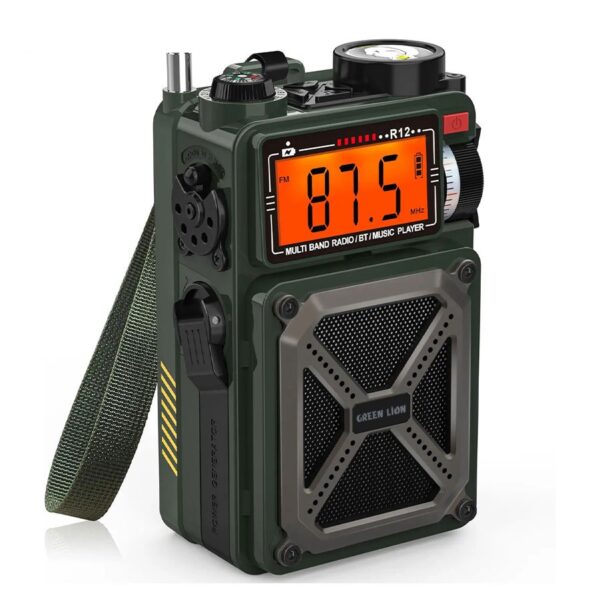 پاوربانک خورشیدی و اسپیکر بلوتوث و رادیو گرین لاین Green Lion Vintage Solar Pro Radio