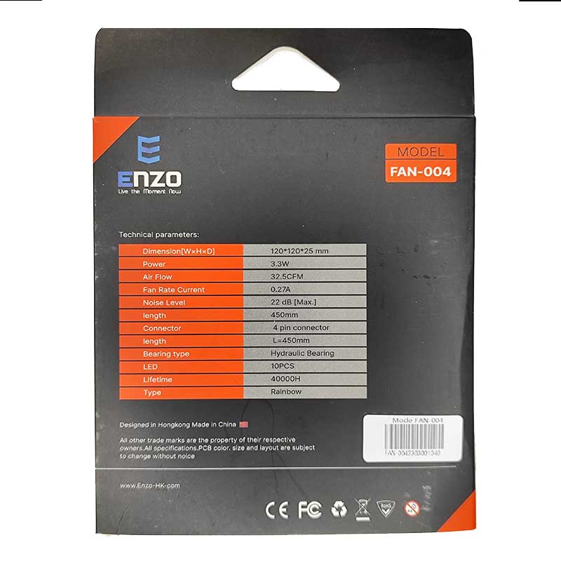 فن کیس 12*12 سانتی متر RGB دار انزو ENZO FAN-004