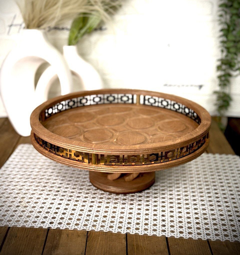 شیرینی خوری گرد پایه دار قطر 33 سانت (پست پیشتاز پس کرایه)