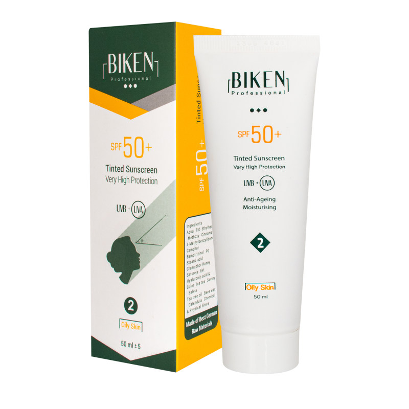 کرم ضد آفتاب SPF50 رنگی بیکن شماره 2پلاس مناسب پوست چرب حجم 50 میل