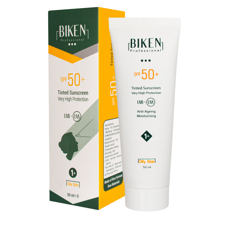 کرم ضد آفتاب SPF50 رنگی بیکن شماره 1 پلاس مناسب پوست چرب حجم 50 میل
