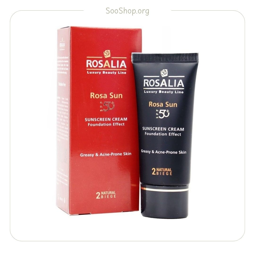 ضد آفتاب رنگی رزالیا مناسب پوست چرب SPF 50+ رنگ نچرال بژ (اصل) | Rosalia Rosa Sun Tinted Sunscreen SPF50+ Oily Skin Natu
