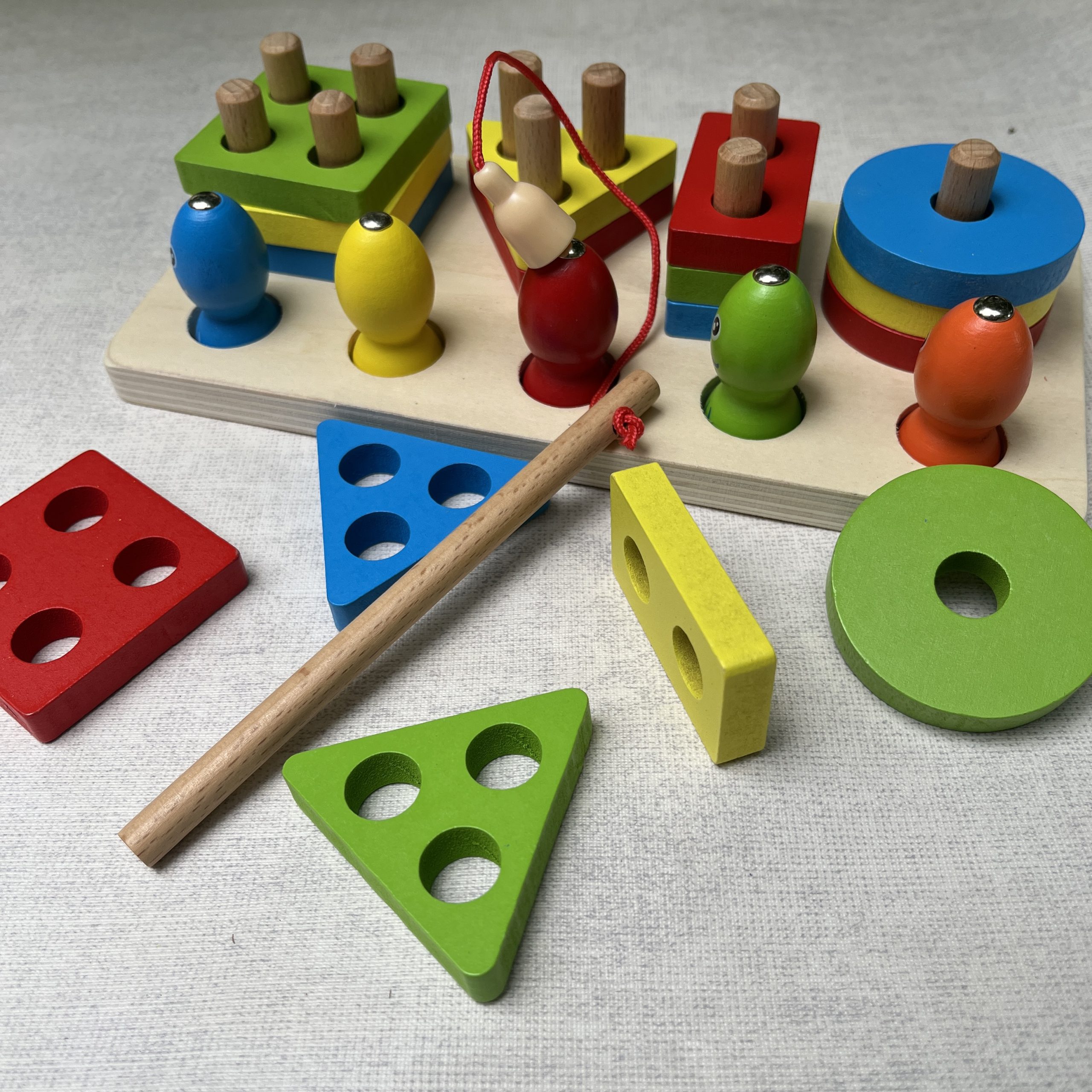 اسباب بازی پایه اشکال چوبی و ماهیگیری مناسب کودک +3 سال