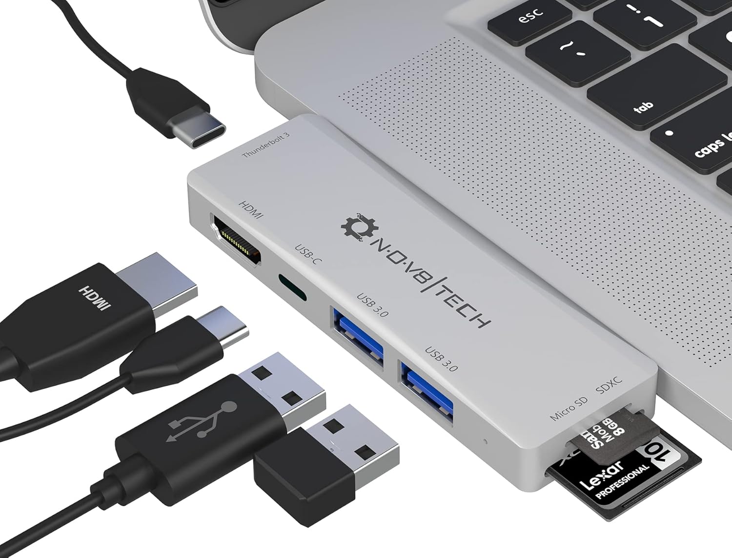 هاب 7 پورت مخصوص مک بوک NOV8Tech Mini USB C Hub 7 in 2 macbook