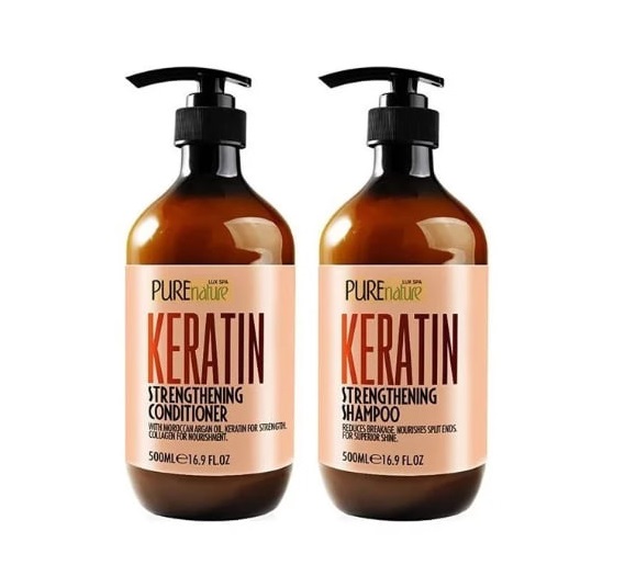 پک شامپو و ماسک مو پیور نیچر کراتین Pure Nature Keratin حجم 500 میلی لیتر