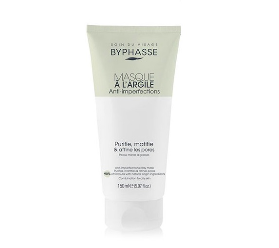 ماسک صورت خاک رس بایفس مناسب پوست چرب و مختلط Byphasse حجم 150 میلی لیتر