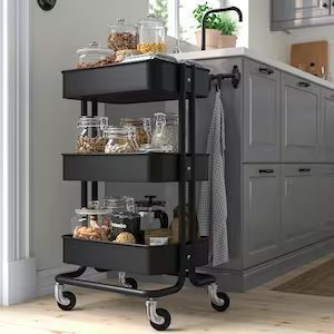 ترولی 3 طبقه مشکی ایکیا IKEA-RASKOG
