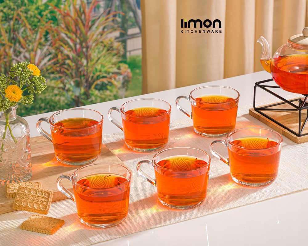 لیوان شیشه ای دسته دار 285 سی سی لیمون کد 2282
